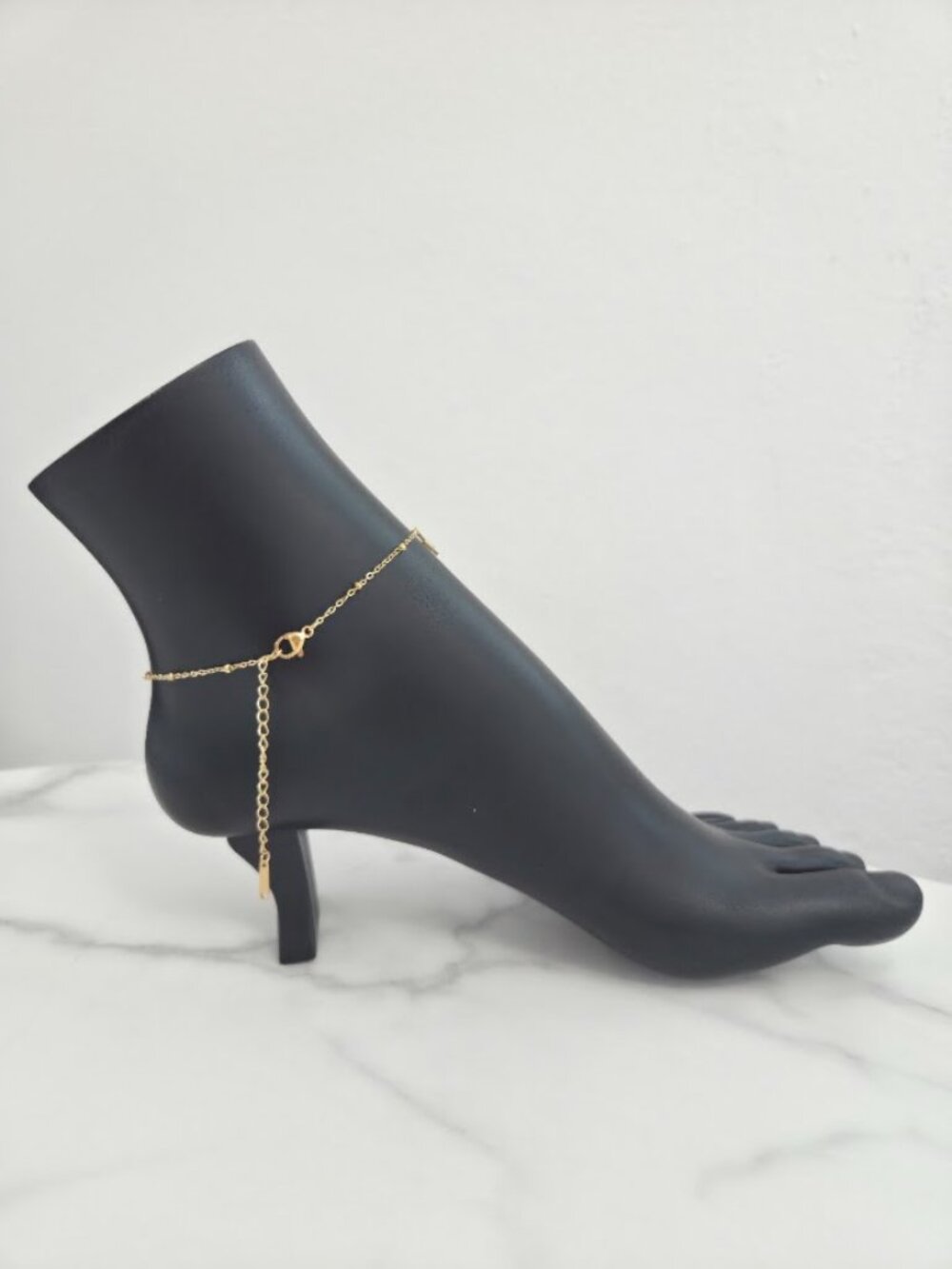 Gold Lightning Bolt & Crystal Charm Anklet Dainty Stainless Steel Jewelry - Picture 7 of 15